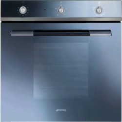 Smeg Linea SF102GVS 60cm Gas Fan Oven with Electric Grill in Silver Glass